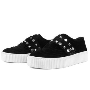 Shellys London Elsie Platform Sneaker Stud 40 9.5 Velvet Black